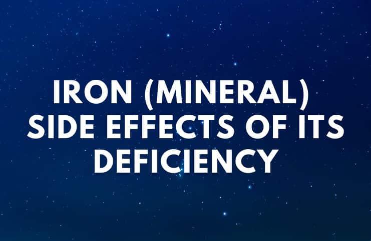 Iron (mineral) - Side Effects of Its Deficiency